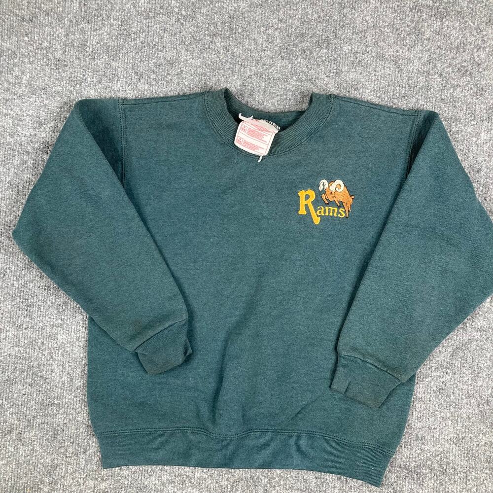 BVD Rams Sweatshirt Youth Medium Vintage‎ Green Crewneck